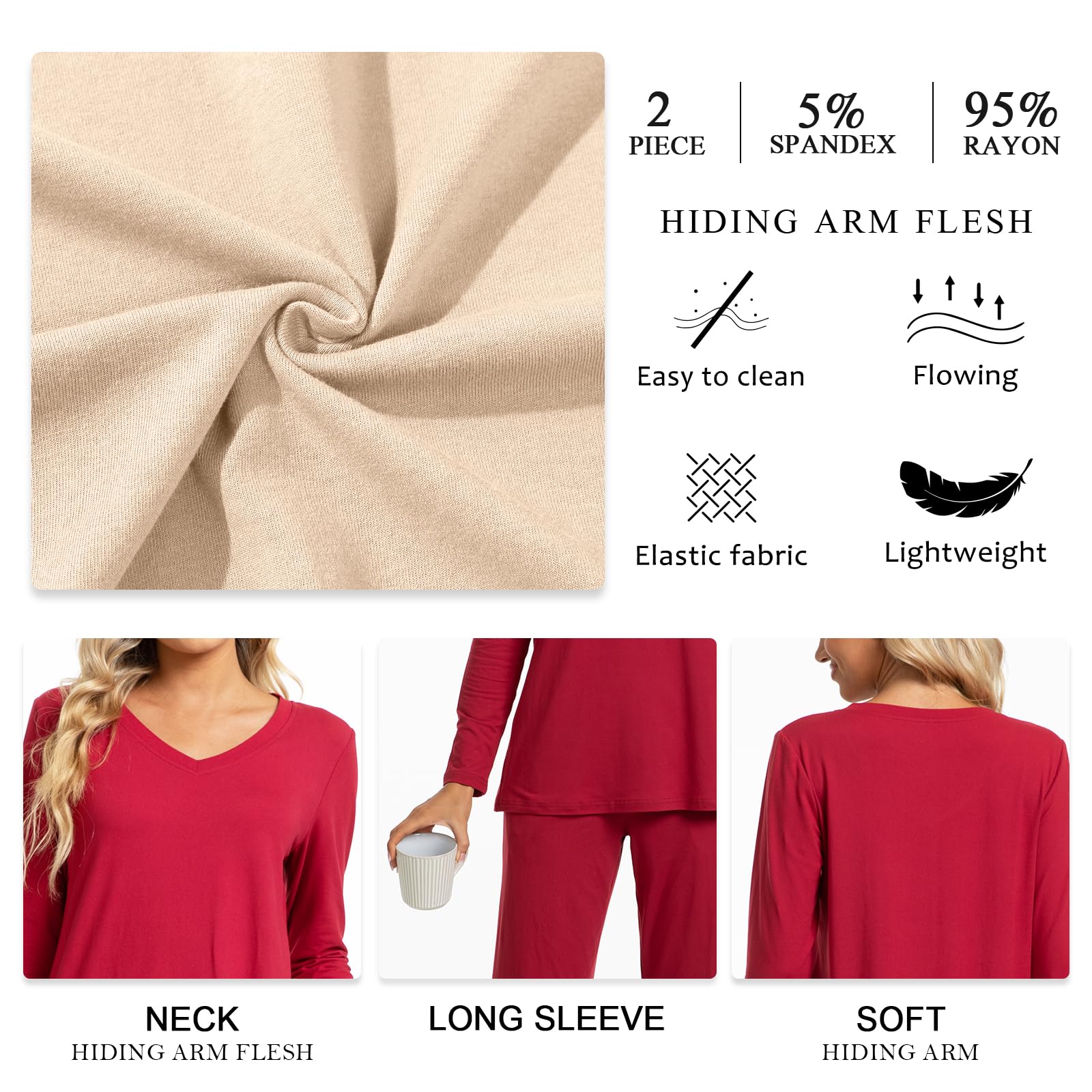 syoss 2 Piece Women's Fall Pajama Sets, Long Sleeve Lounge Sleepwear Ladies Pjs Sets with Pockets - Image 6