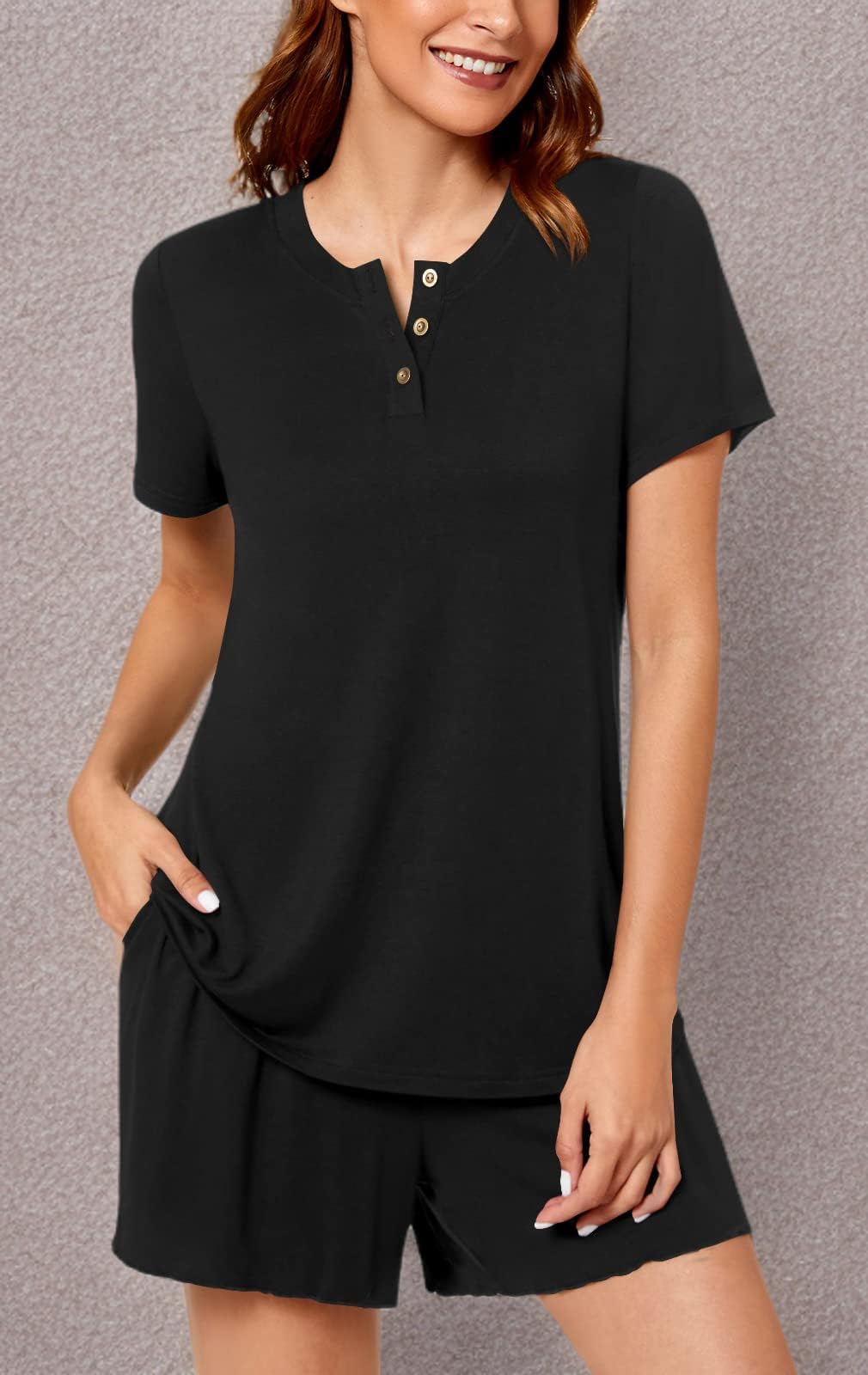 syoss Women's Pajama Sets Short Sleeve Sleepwear Soft Comfy Pj Lounge Sets - Image 6