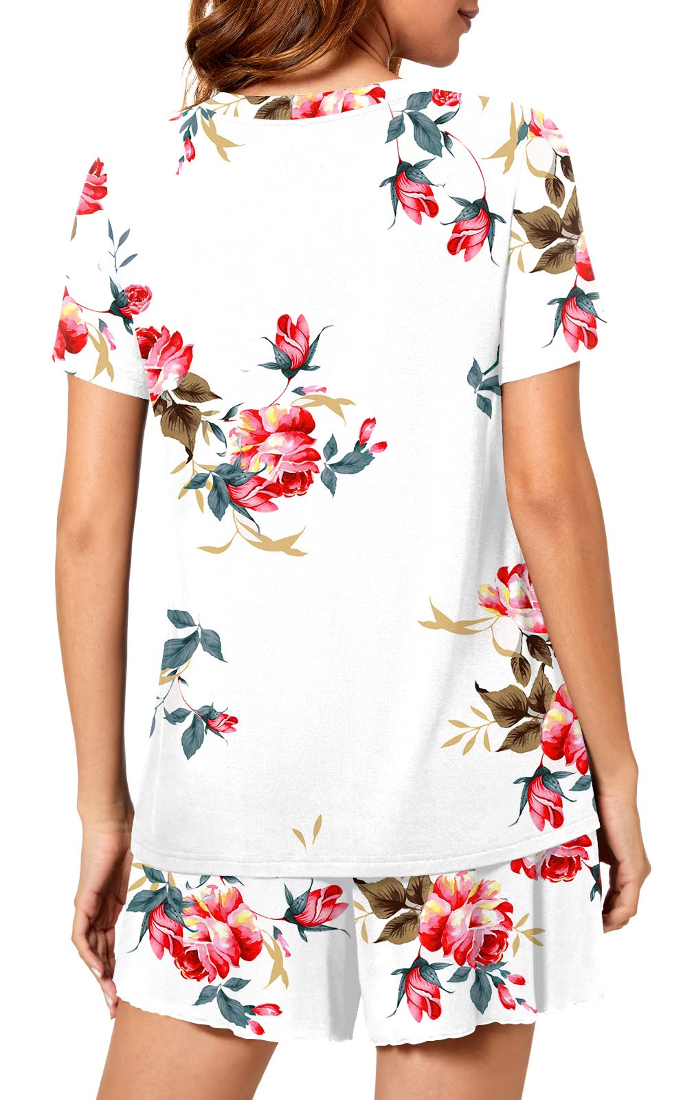 syoss Women's Pajama Sets Short Sleeve Sleepwear Soft Comfy Pj Lounge Sets - Image 4