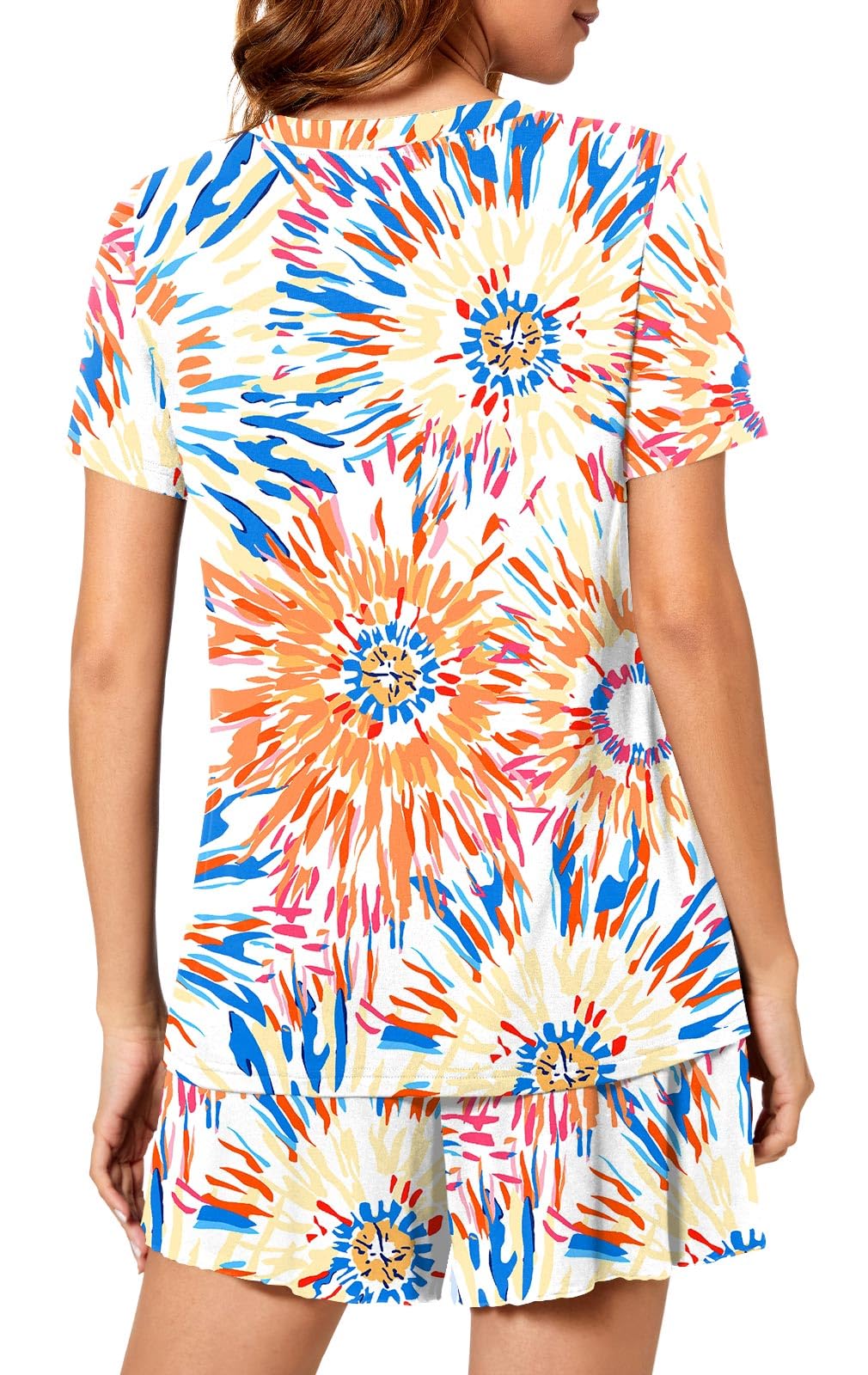 syoss Women's Pajama Sets Short Sleeve Sleepwear Soft Comfy Pj Lounge Sets - Image 4