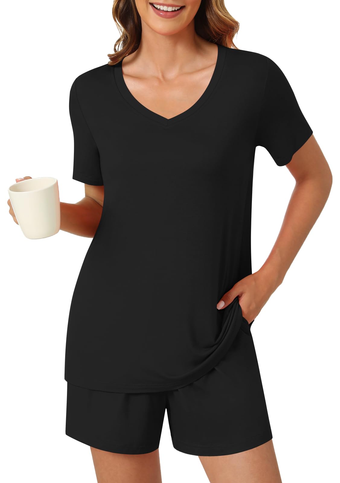 syoss Women's Summer Casual 2 Piece Pajama Sets, Loungewear Sleepwear Ladies Pjs Sets with Pockets - Image 4