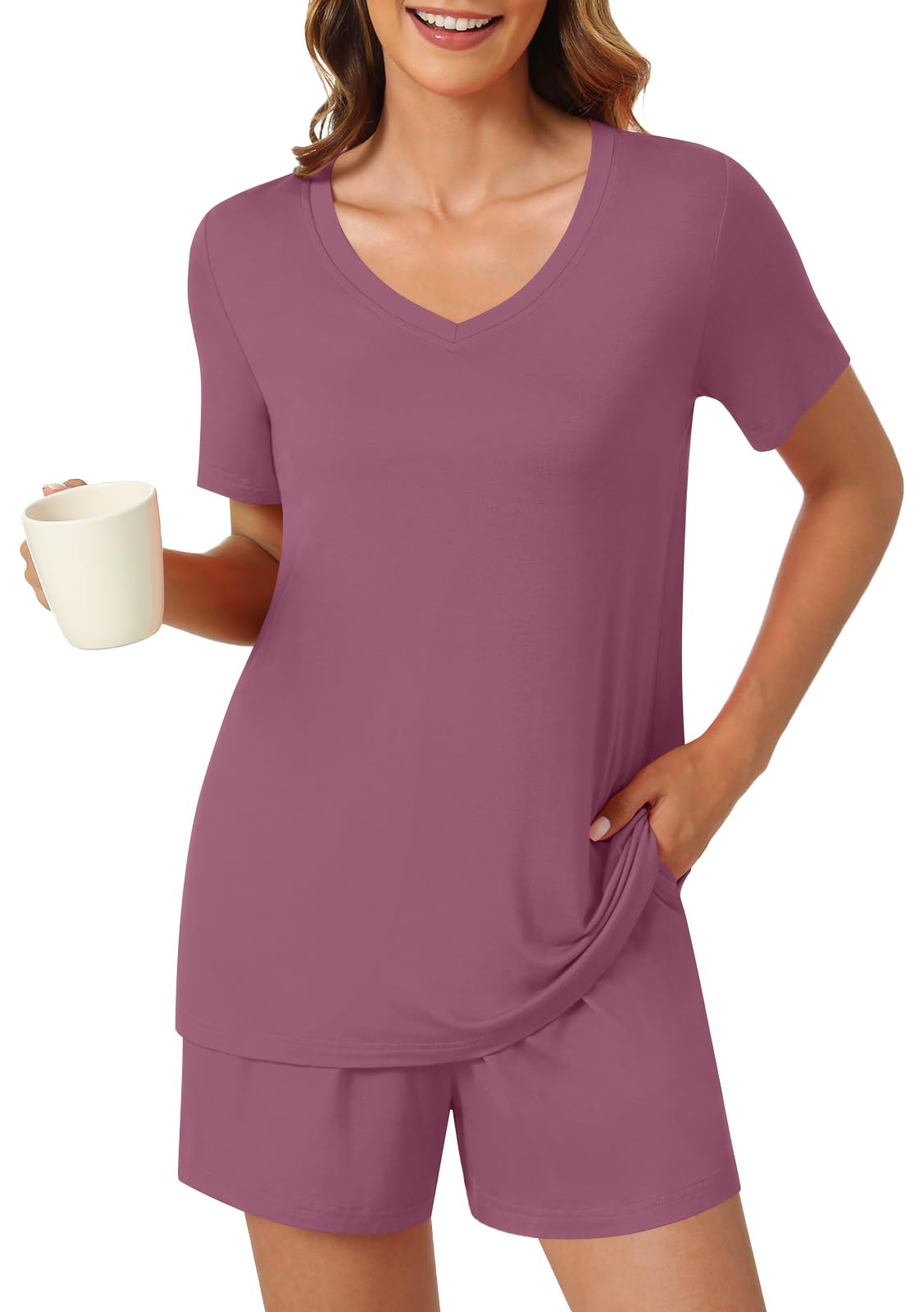 syoss Women's Summer Casual 2 Piece Pajama Sets, Loungewear Sleepwear Ladies Pjs Sets with Pockets - Image 4