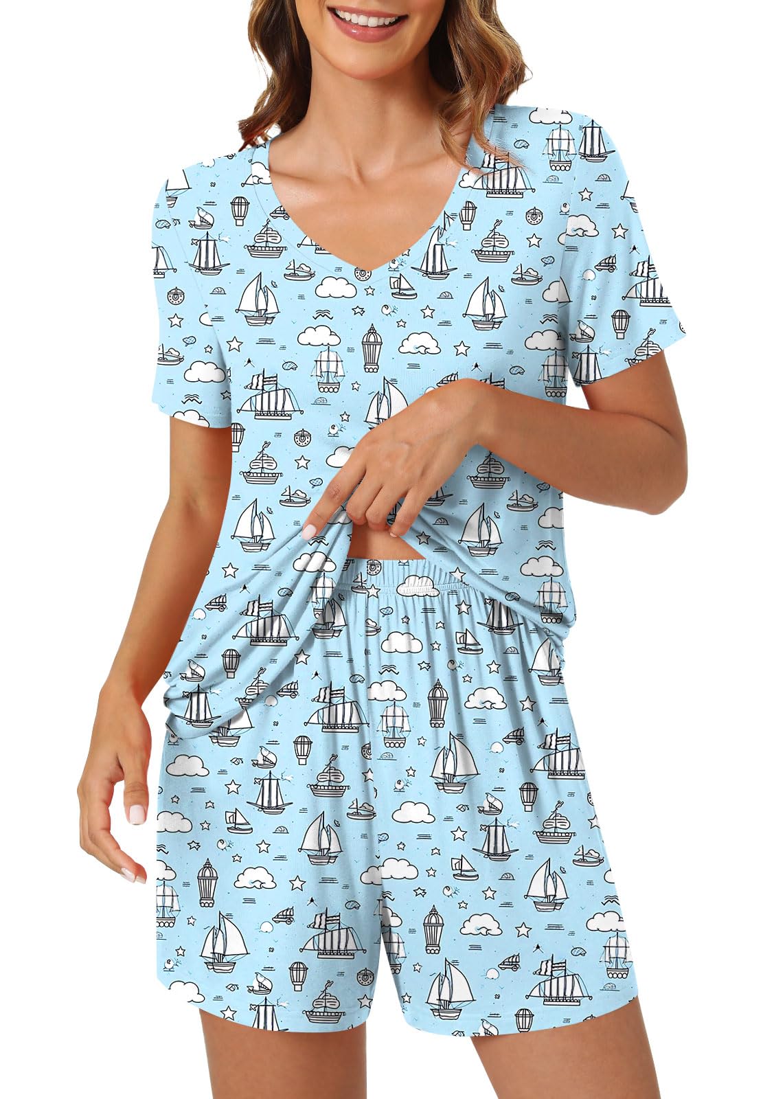 syoss Women's Summer Casual 2 Piece Pajama Sets, Loungewear Sleepwear Ladies Pjs Sets with Pockets - Image 3