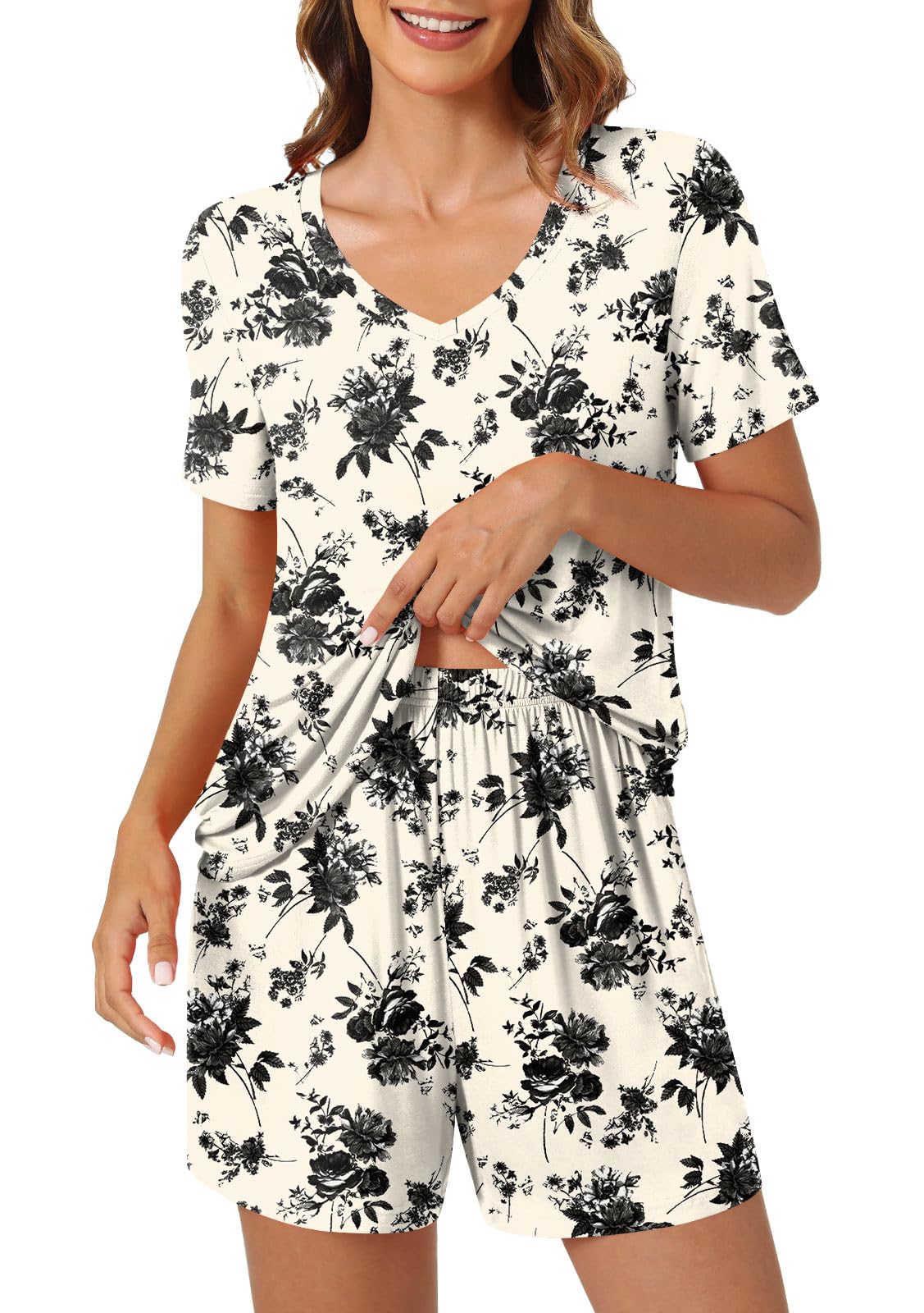 syoss Women's Summer Casual 2 Piece Pajama Sets, Loungewear Sleepwear Ladies Pjs Sets with Pockets - Image 3