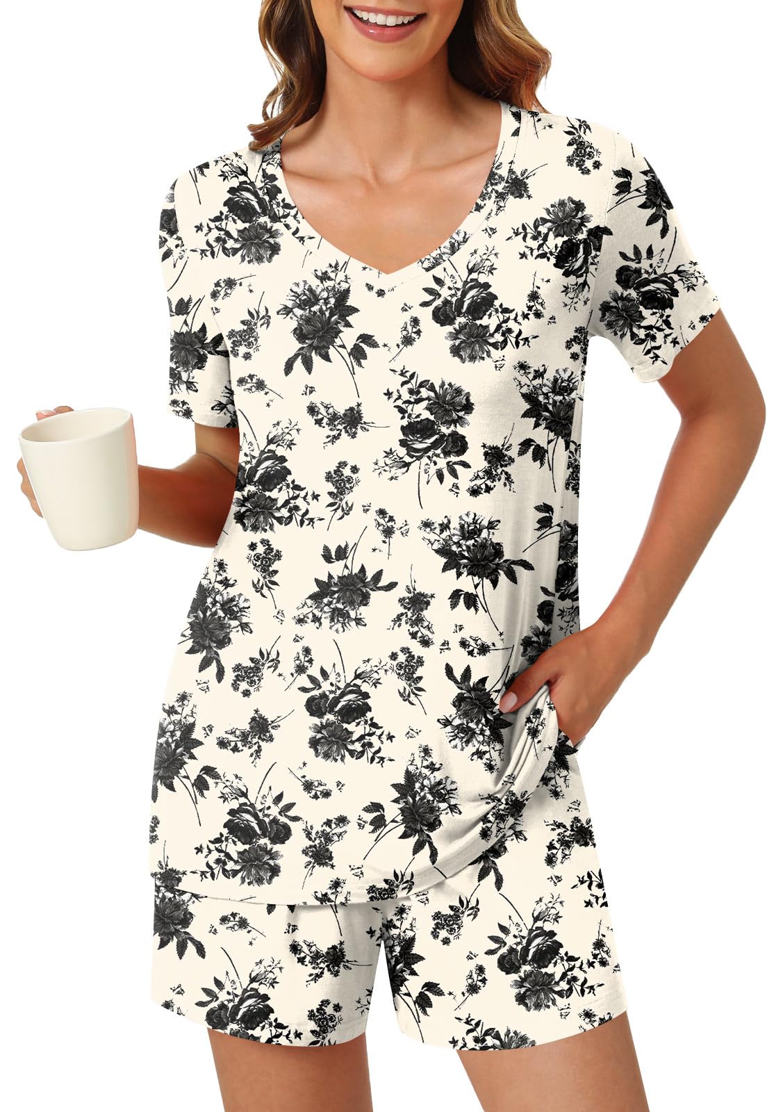 syoss Women's Summer Casual 2 Piece Pajama Sets, Loungewear Sleepwear Ladies Pjs Sets with Pockets - Image 4