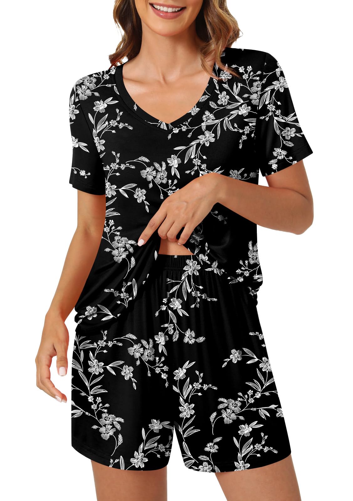 syoss Women's Summer Casual 2 Piece Pajama Sets, Loungewear Sleepwear Ladies Pjs Sets with Pockets - Image 3