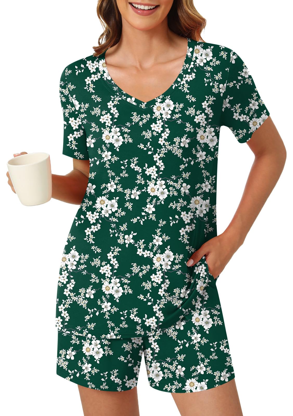 syoss Women's Summer Casual 2 Piece Pajama Sets, Loungewear Sleepwear Ladies Pjs Sets with Pockets - Image 4