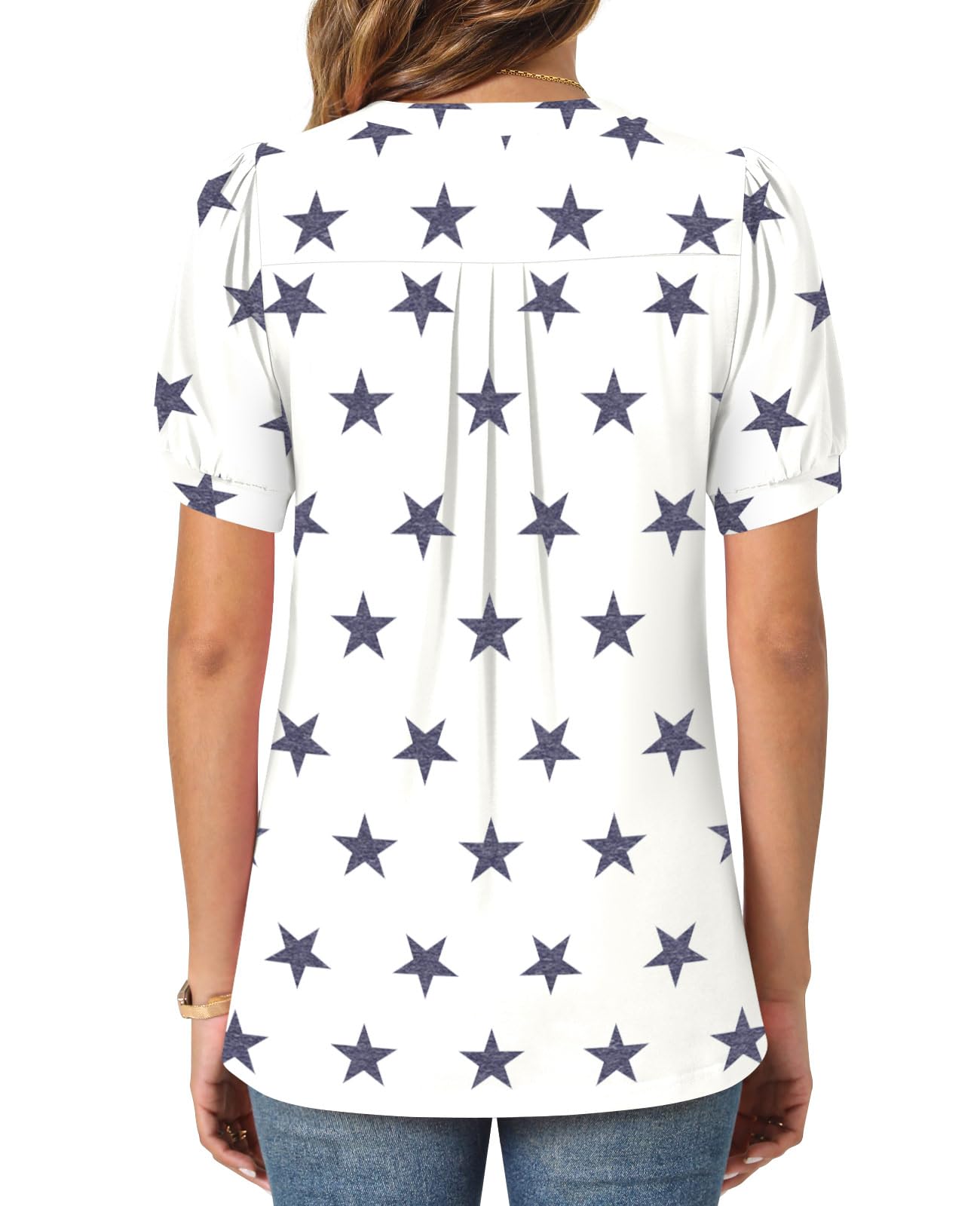 syoss Women's Summer Tops 2026 Puff Short Sleeve Dressy Casual ladies Blouses Elbow Length Sleeve - Image 4