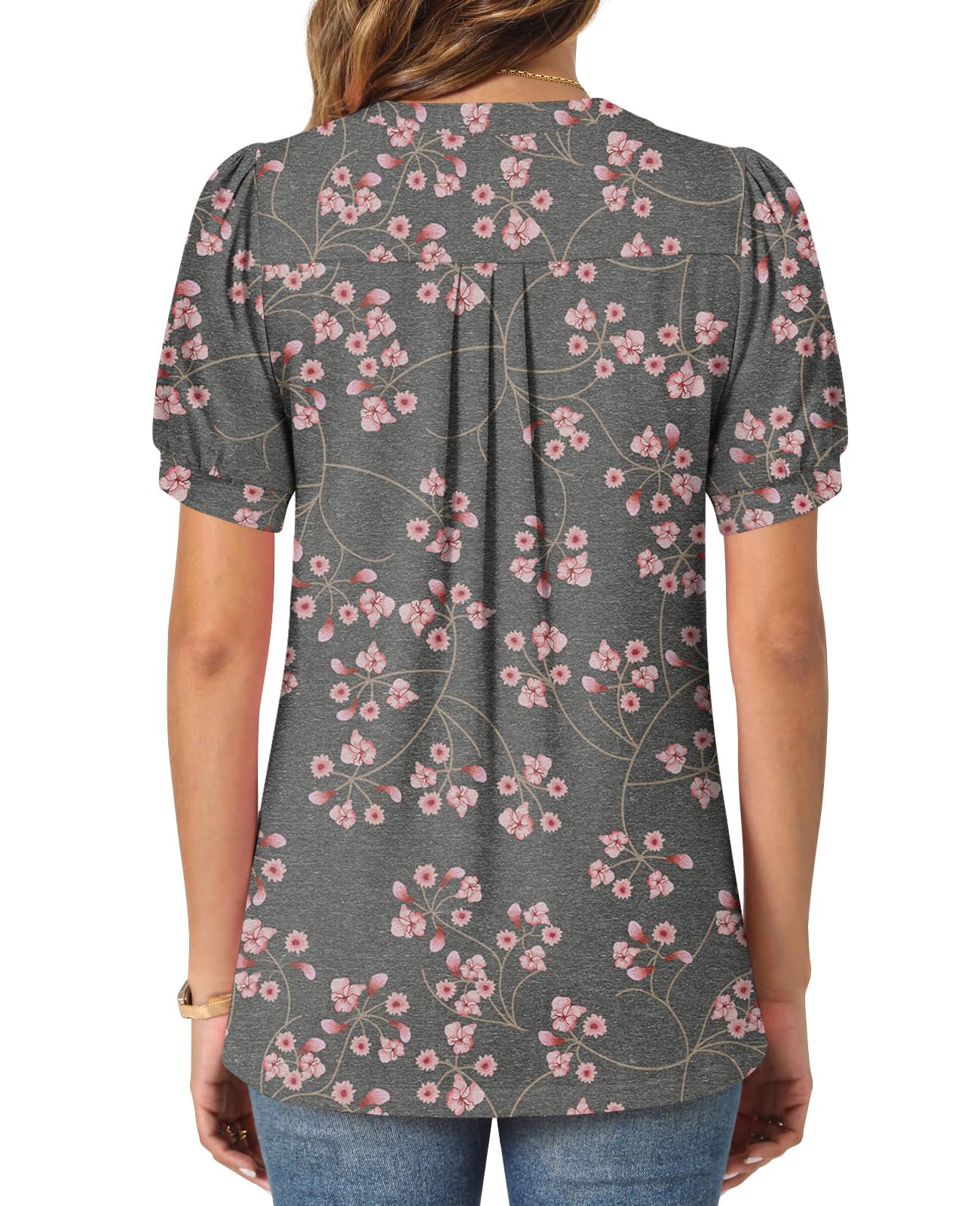 syoss Women's Summer Tops 2026 Puff Short Sleeve Dressy Casual ladies Blouses Elbow Length Sleeve - Image 4