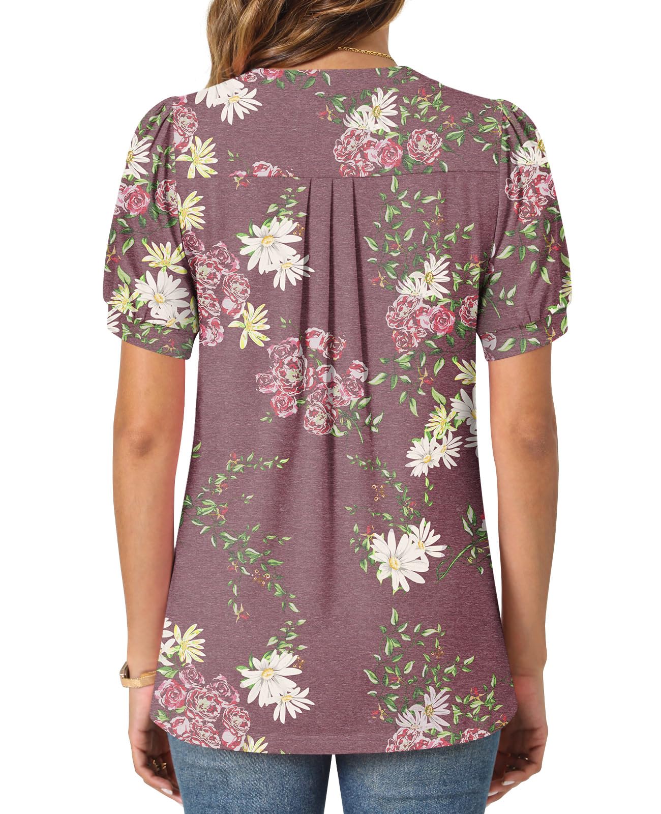 syoss Women's Summer Tops 2026 Puff Short Sleeve Dressy Casual ladies Blouses Elbow Length Sleeve - Image 4