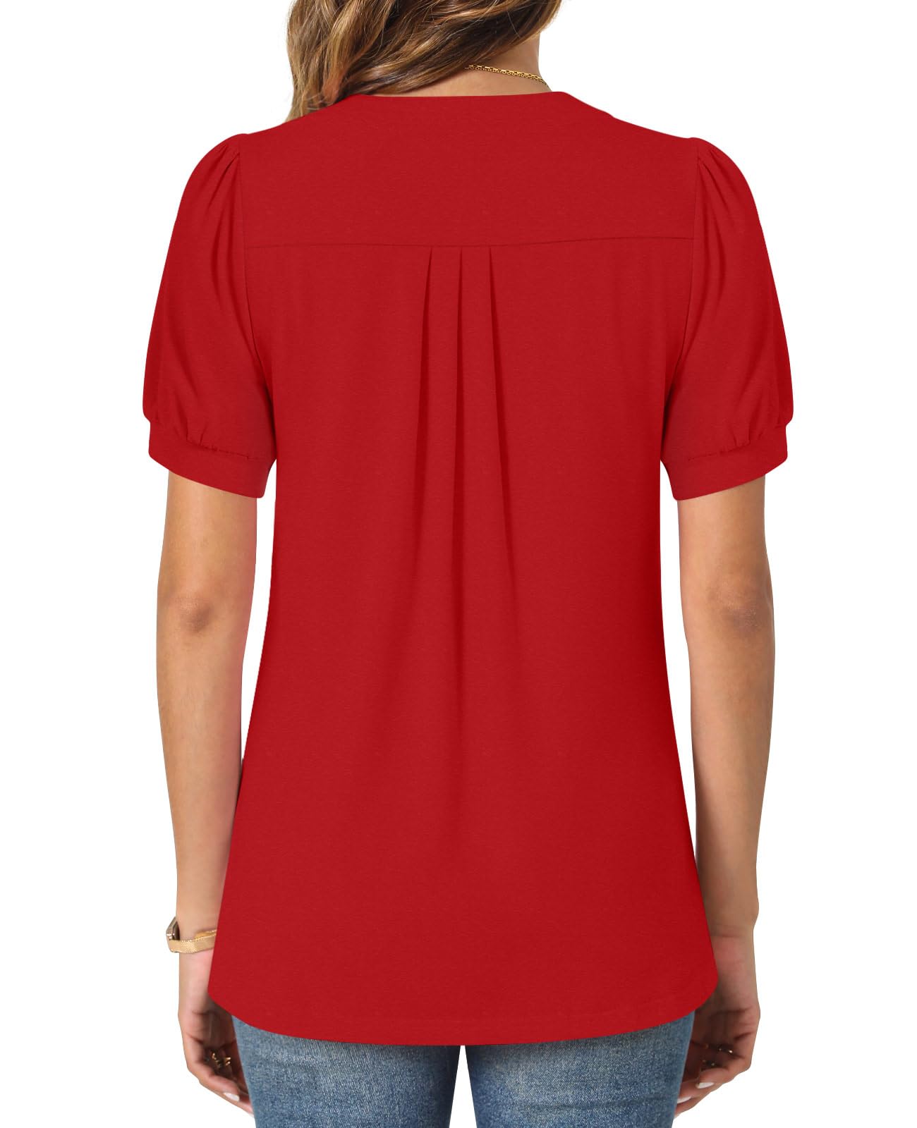 syoss Women's Summer Tops 2026 Puff Short Sleeve Dressy Casual ladies Blouses Elbow Length Sleeve - Image 4