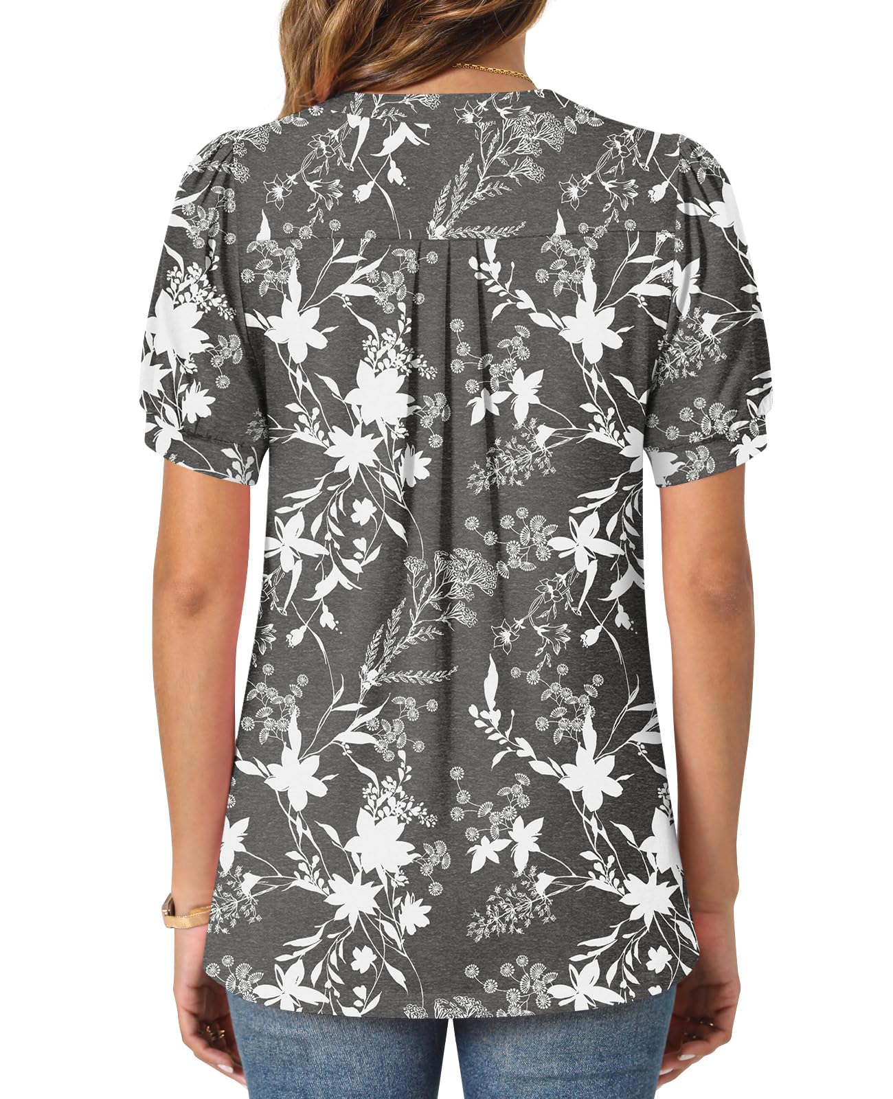 syoss Women's Summer Tops 2026 Puff Short Sleeve Dressy Casual ladies Blouses Elbow Length Sleeve - Image 4