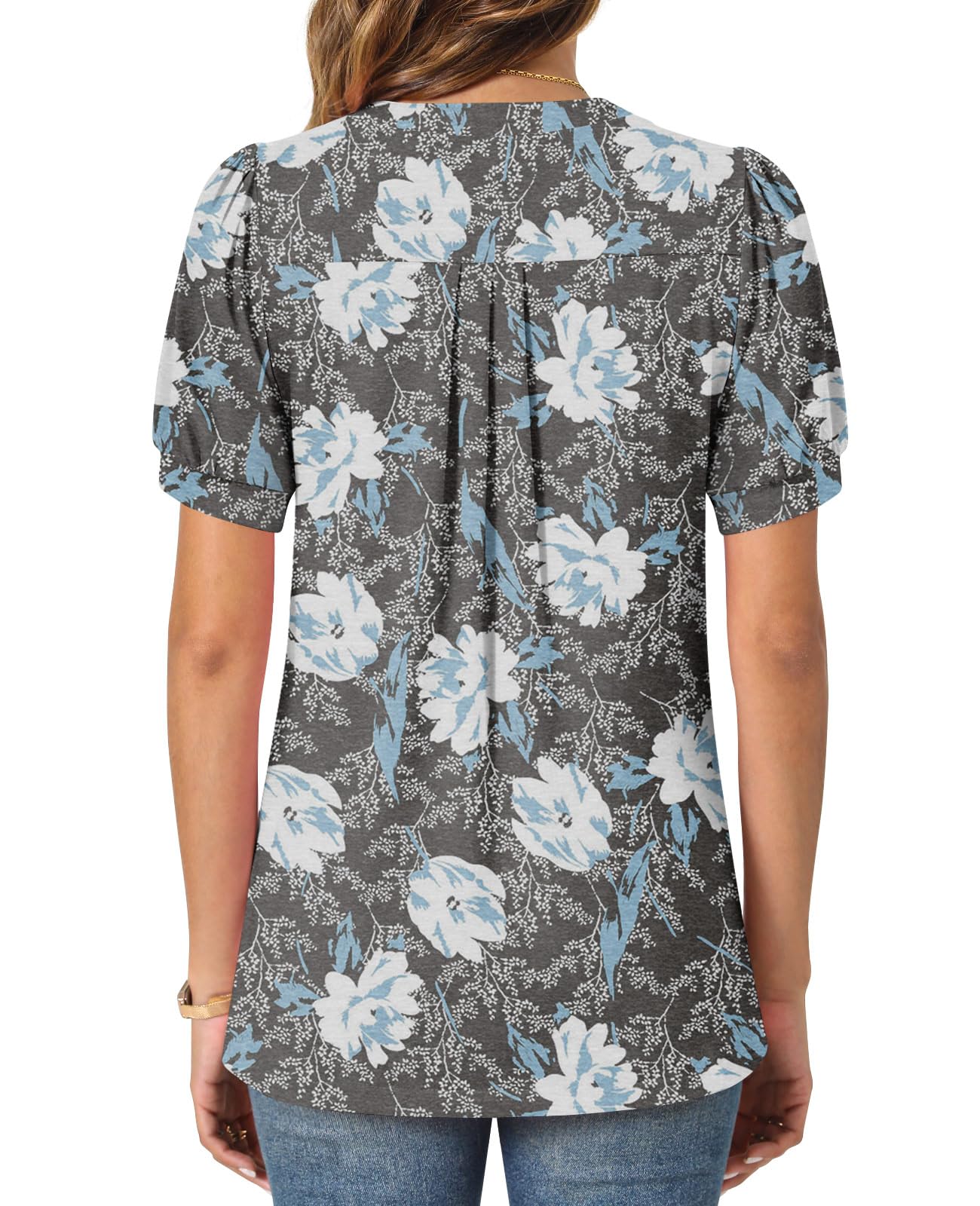 syoss Women's Summer Tops 2026 Puff Short Sleeve Dressy Casual ladies Blouses Elbow Length Sleeve - Image 4