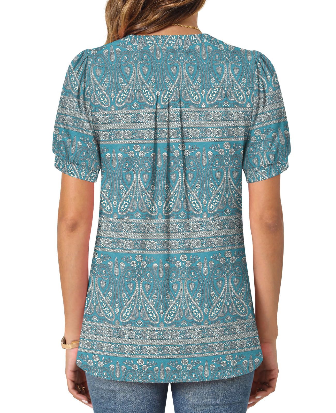 syoss Women's Summer Tops 2026 Puff Short Sleeve Dressy Casual ladies Blouses Elbow Length Sleeve - Image 4