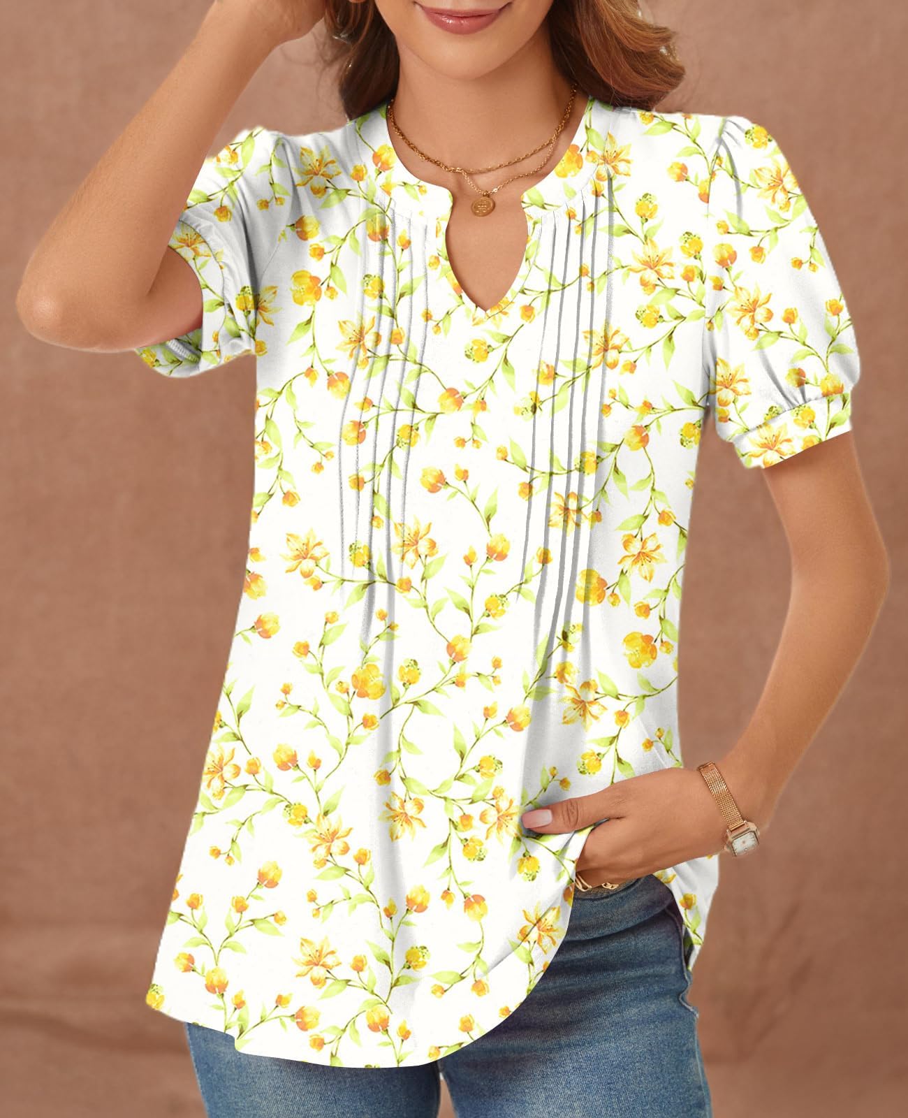 syoss Women's Summer Tops 2026 Puff Short Sleeve Dressy Casual ladies Blouses Elbow Length Sleeve - Image 5