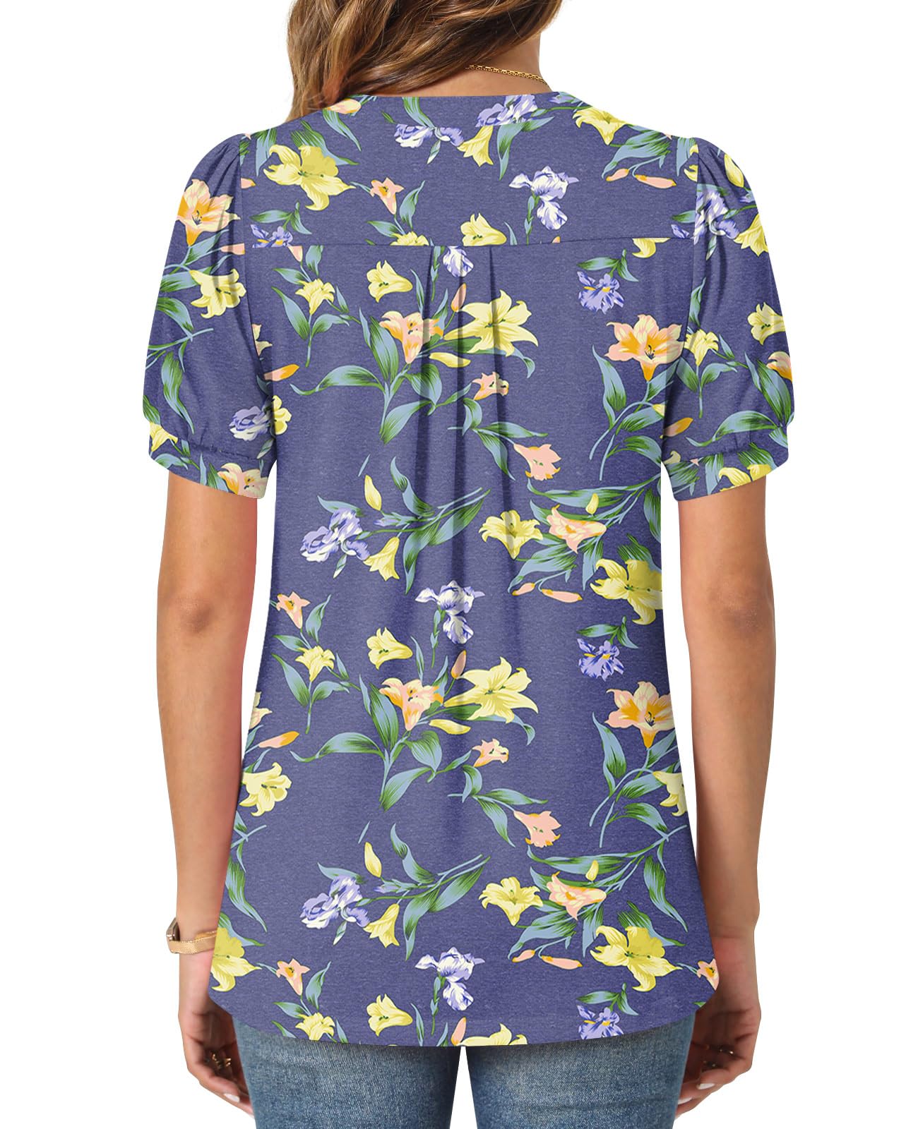 syoss Women's Summer Tops 2026 Puff Short Sleeve Dressy Casual ladies Blouses Elbow Length Sleeve - Image 4