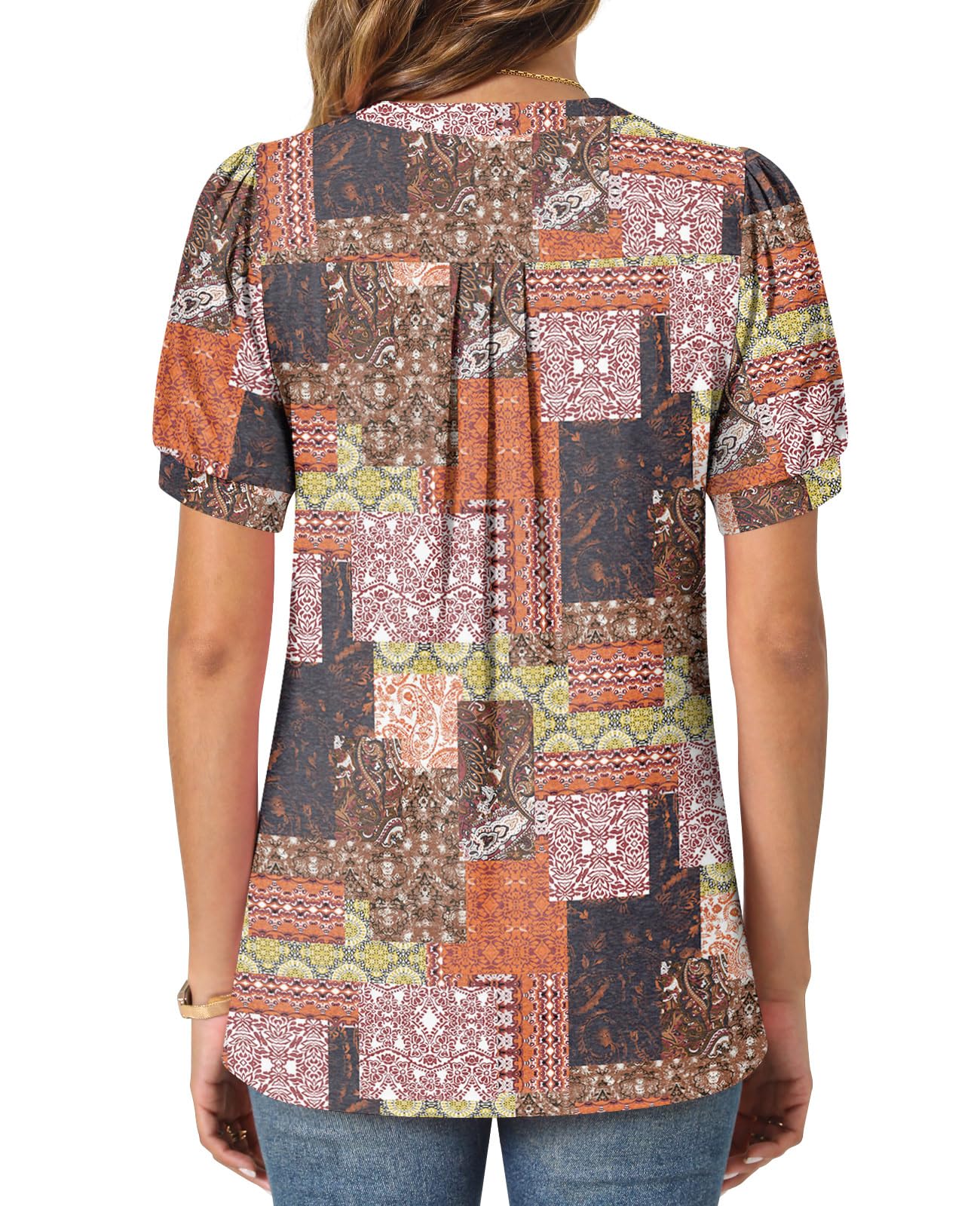 syoss Women's Summer Tops 2026 Puff Short Sleeve Dressy Casual ladies Blouses Elbow Length Sleeve - Image 4