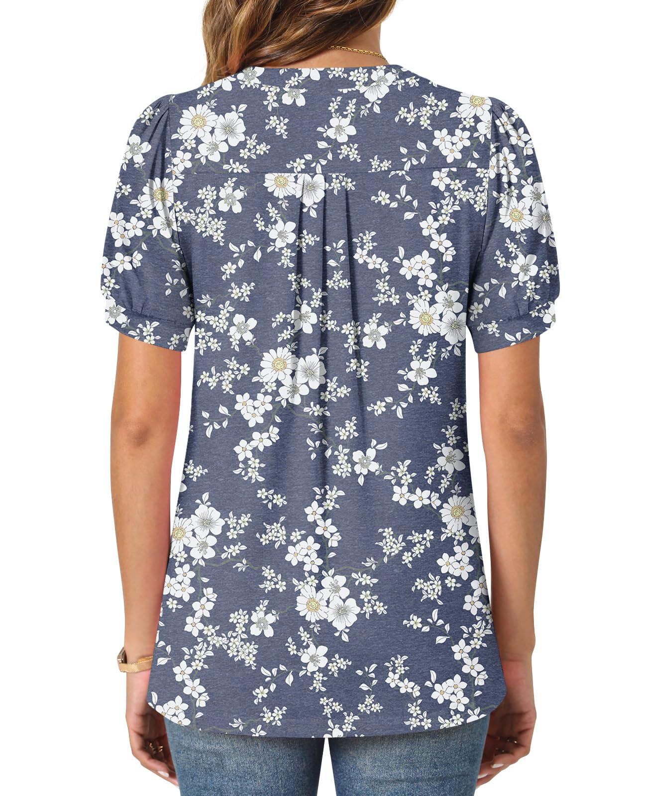 syoss Women's Summer Tops 2026 Puff Short Sleeve Dressy Casual ladies Blouses Elbow Length Sleeve - Image 4