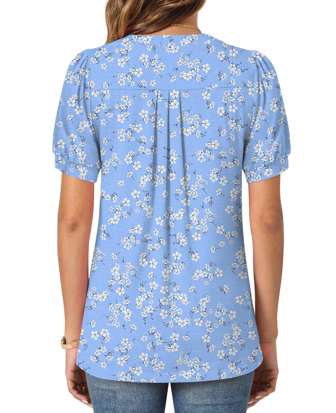 syoss Women's Summer Tops 2026 Puff Short Sleeve Dressy Casual ladies Blouses Elbow Length Sleeve - Image 4