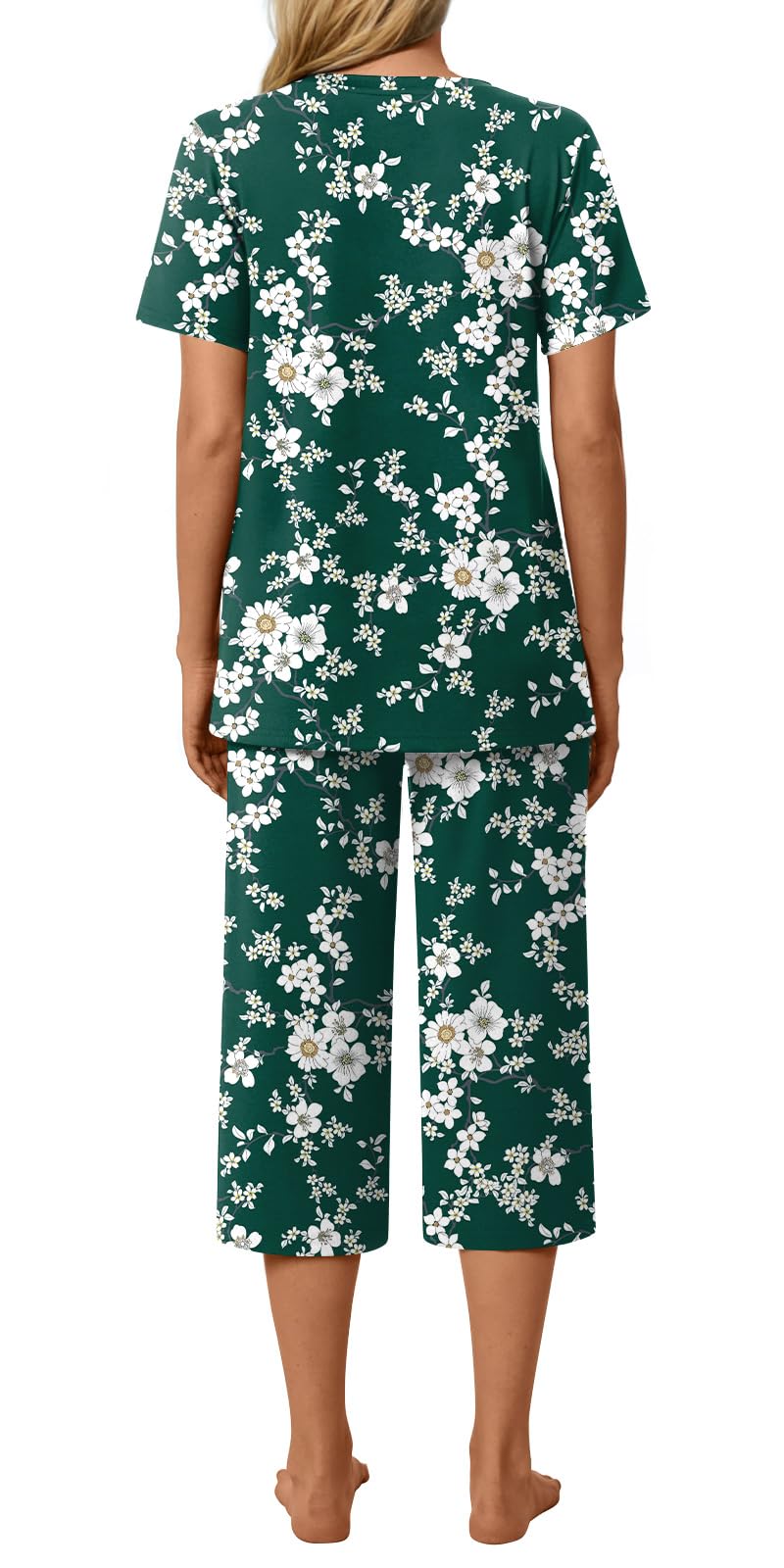 syoss Womens Pajamas Set 2 Piece Pj Sets Summer Loungewear Soft Capri Sleepwear With Pockets - Image 3